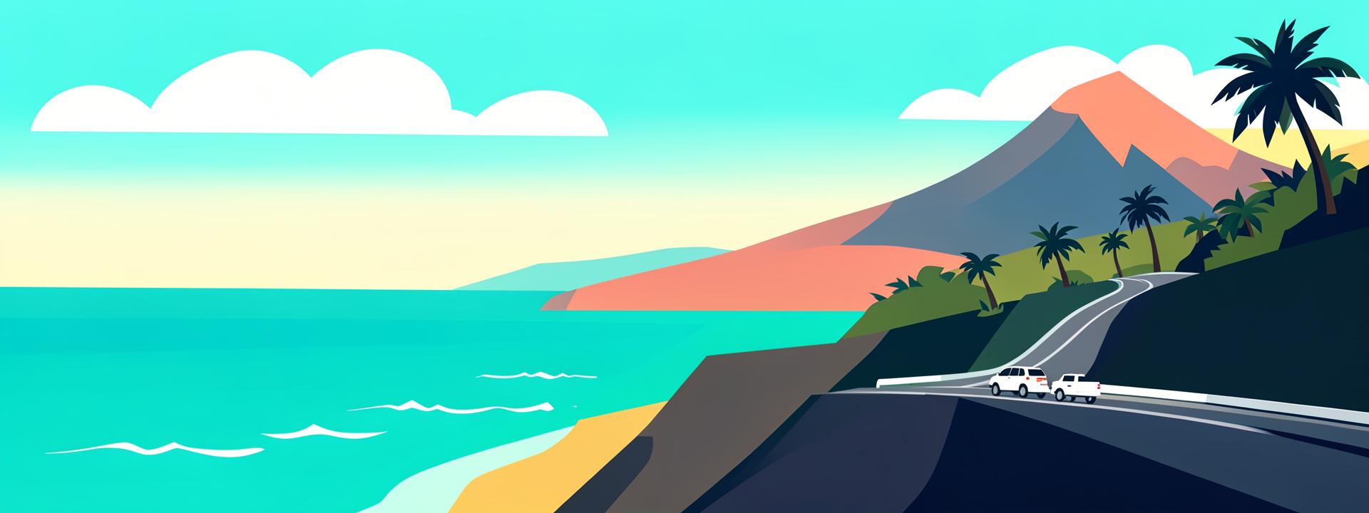 CAPTN illustration of a tropical coastal drive